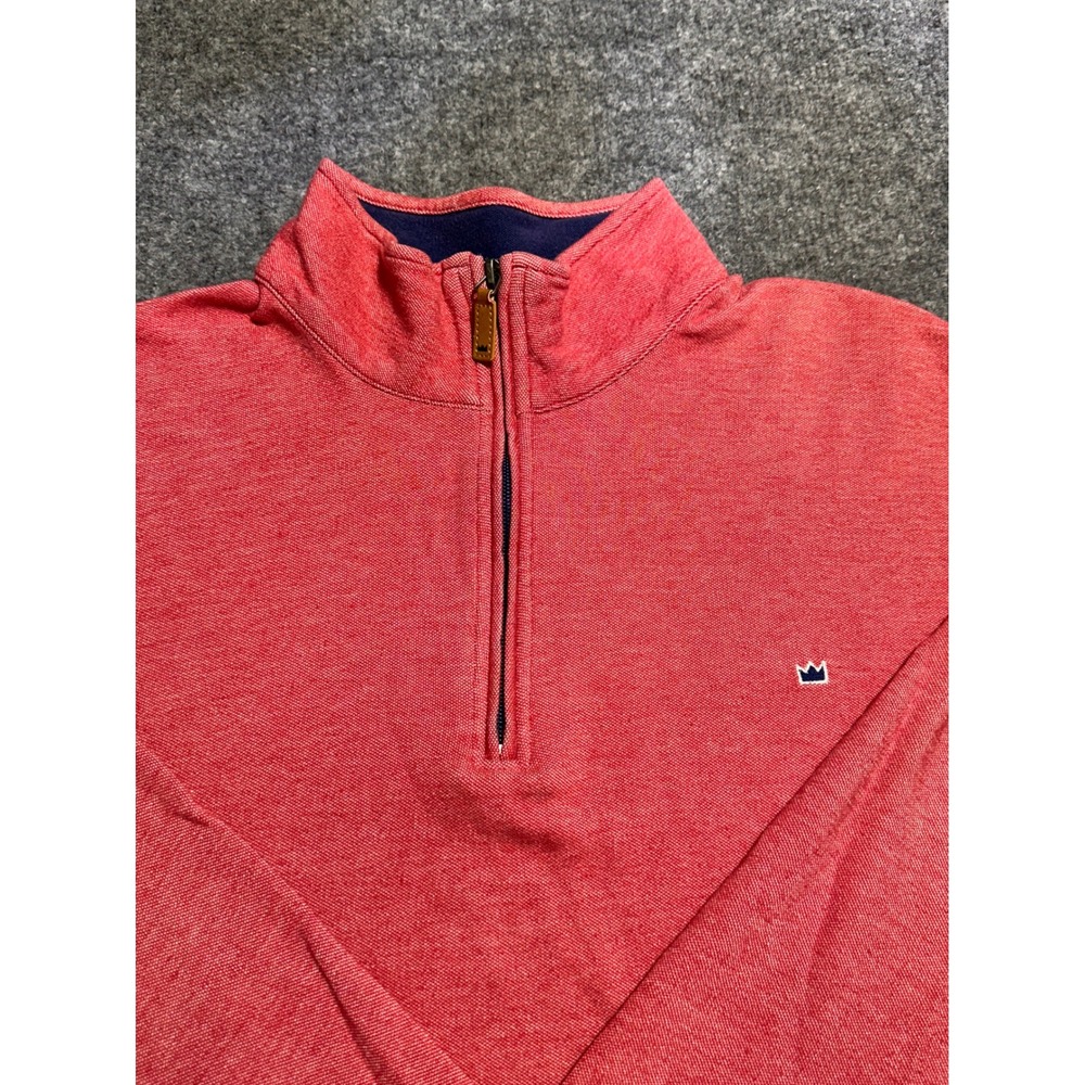 Crown & Ivy Mens Heathered Coral Red Quarter Zip Pullover Sweatshirt 3371651